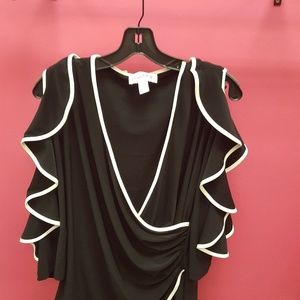 Black and White wrap Joseph Ribkoff top.